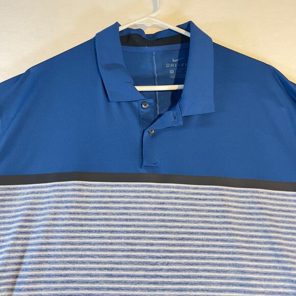 Tiger Woods Nike Golf Polo Shirt Vapor Men XXL Blue Grey Black Spandex STRETCH - Picture 4 of 13